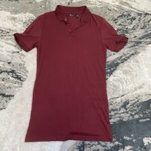 Asos Polo Shirt Men's Small Tall Burgundy Slim Fit Casual Preppy Solid